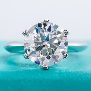 Certified 5ct. t.w. Diamond Moissanite Round Solitaire Engagement Ring NEW
